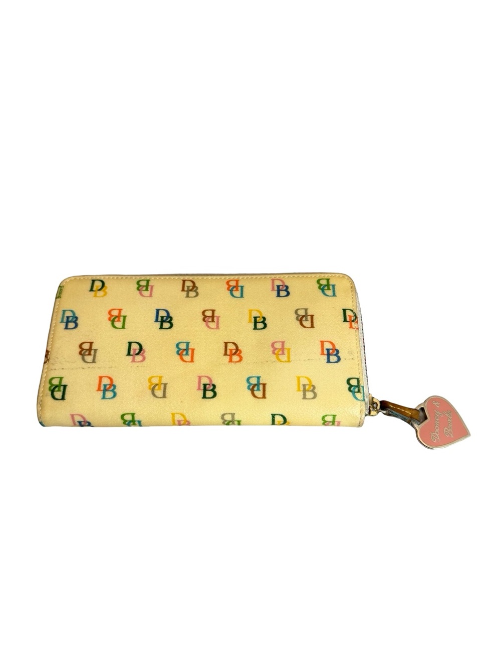 Dooney & Bourke Cream Multicolor Signature Print Zip Around Wallet Women's